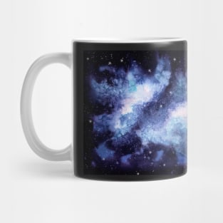 Watercolor Light Blue Galaxy and Starry Sky Mug